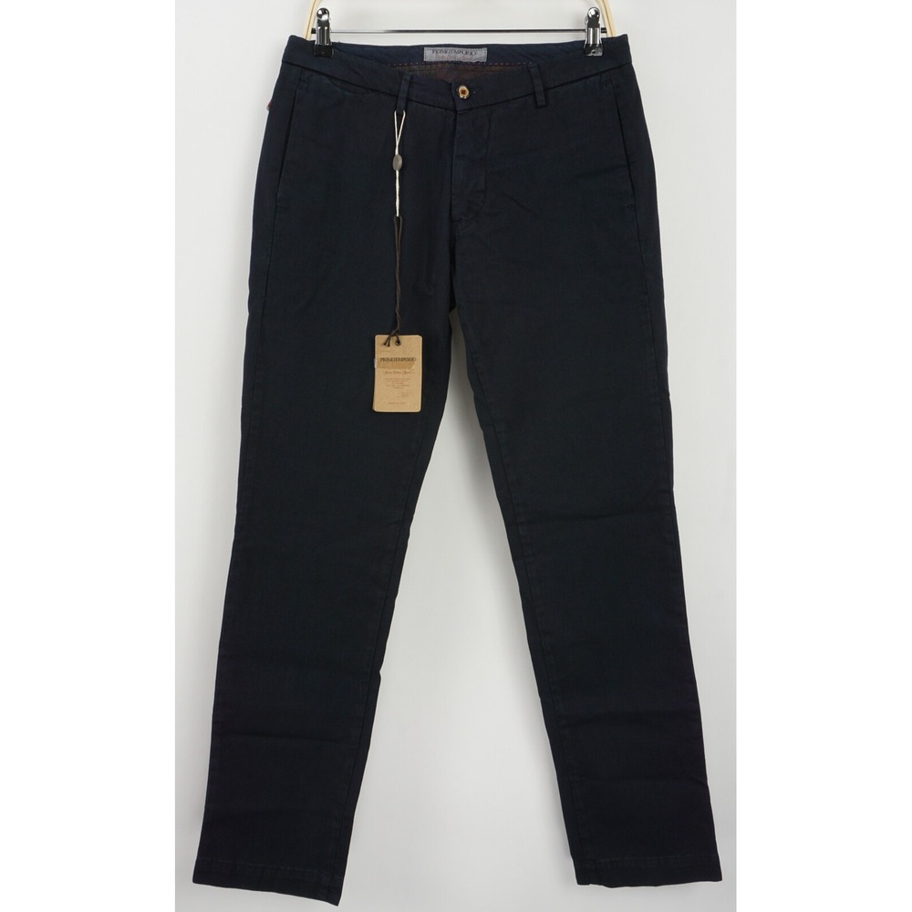 New Primo Emporio Carrara Men's 28 x 31 Dark Blue Twill‎ Cotton Flat Chino Pants